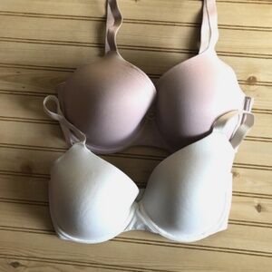 Set 2 Soma Embliss Full Coverage Underwire  Padded Bras White/Rose Nude 34DDD
